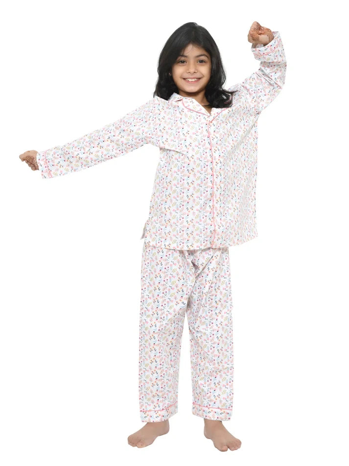 Floral Printed Cotton Girls Nightwear
