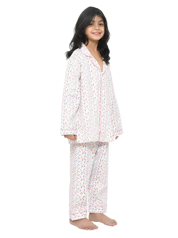 Floral Printed Cotton Girls Nightwear