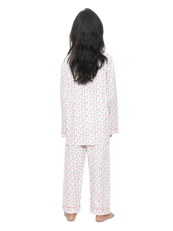 Floral Printed Cotton Girls Nightwear