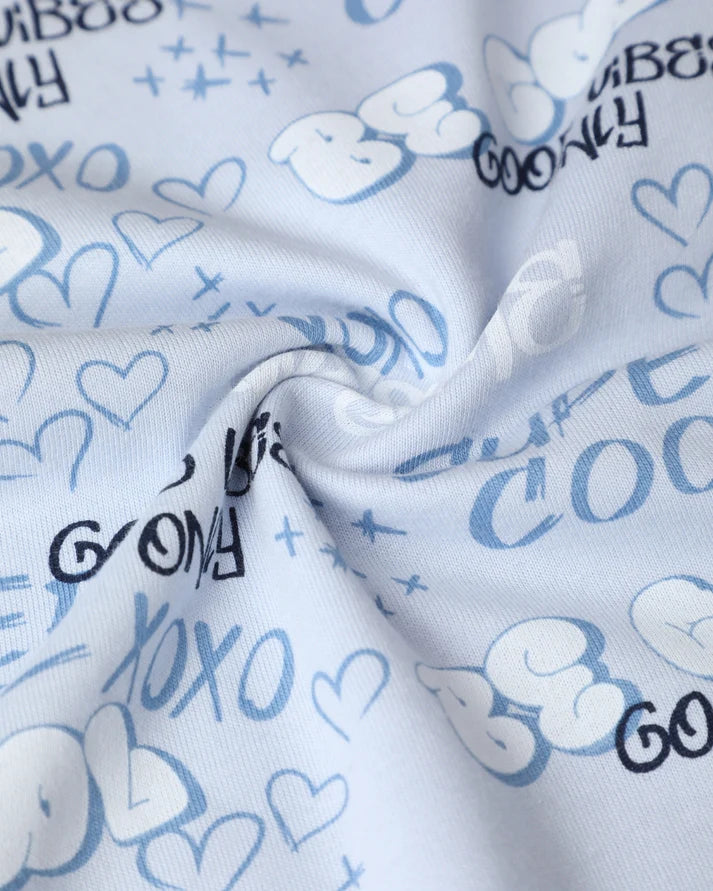 Blue Unisex Typographic Printed Cotton Co-ord Set for Kids
