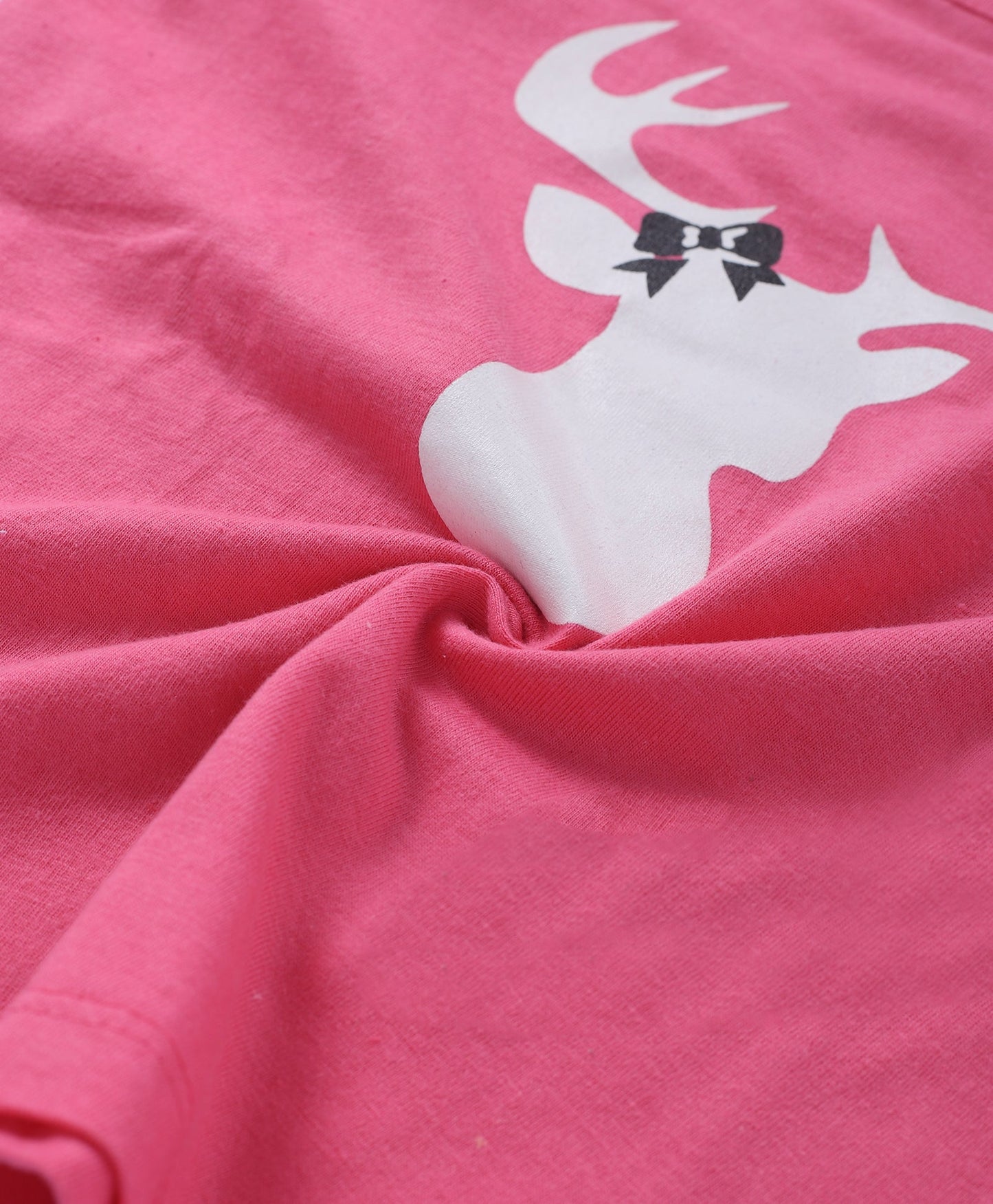 Pink & White Reindeer Printed Loungewear for Girls