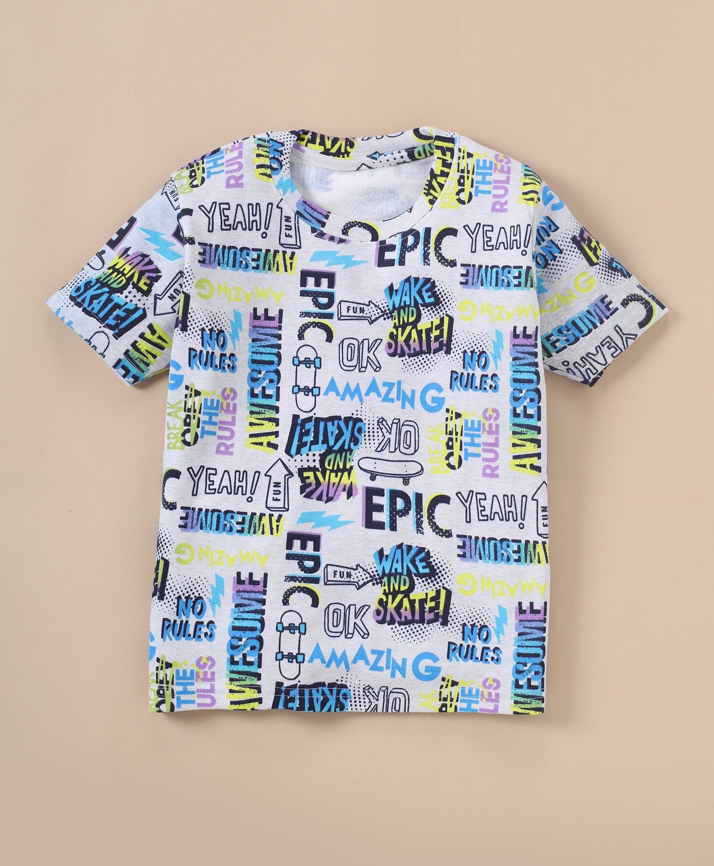 Blue & Black Pure Cotton Half Sleeves Typographic Printed T-shirt & Shorts Set for Boys - Pack of 2