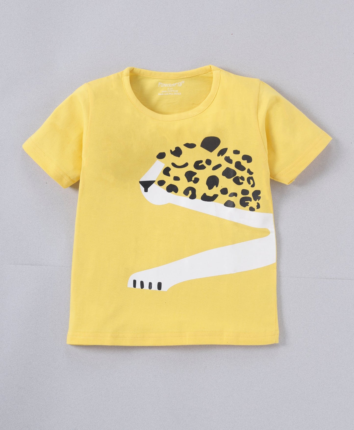 Yellow Tiger Printed Cotton Night Suit For Boys