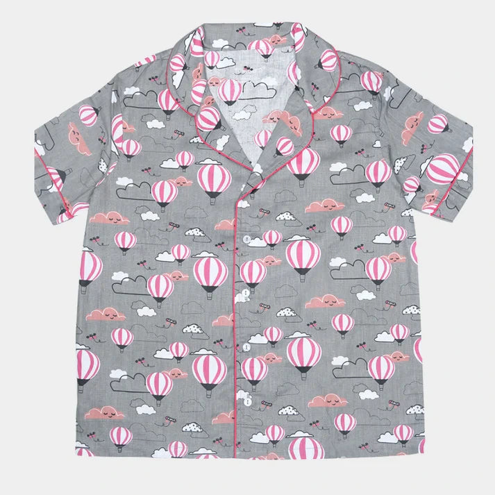 Hot Air Balloon Printed Cotton Girls Nightwear