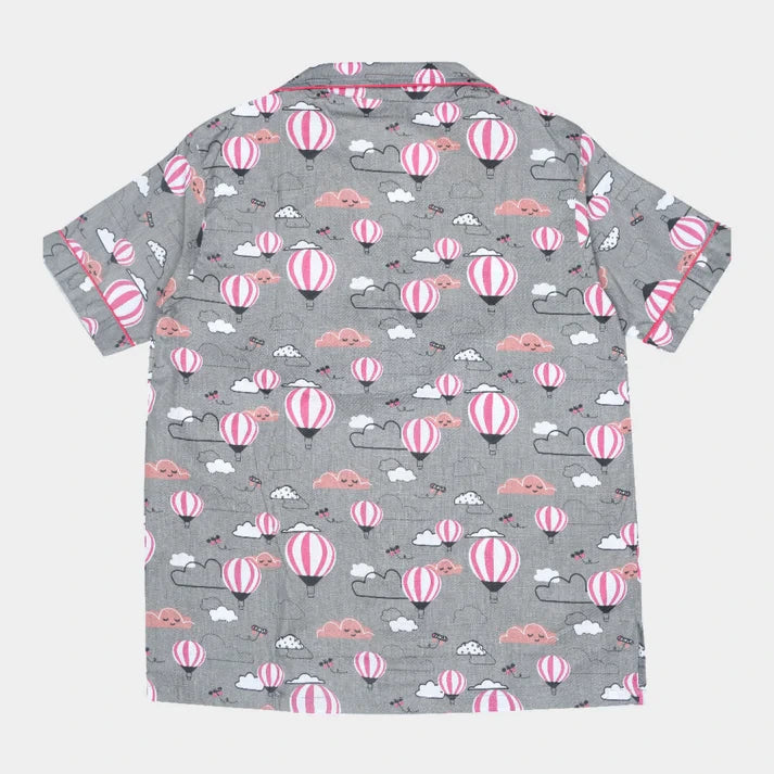 Hot Air Balloon Printed Cotton Girls Nightwear