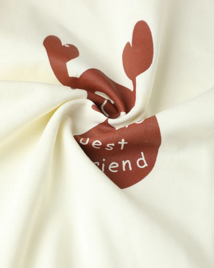 Brown & Off white Typographic Printed Premium Cotton T-Shirt & Shorts Set for Boys & Girls