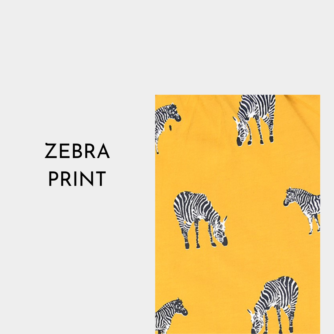 Mustard Zebra Printed Cotton Nightwear for Girls