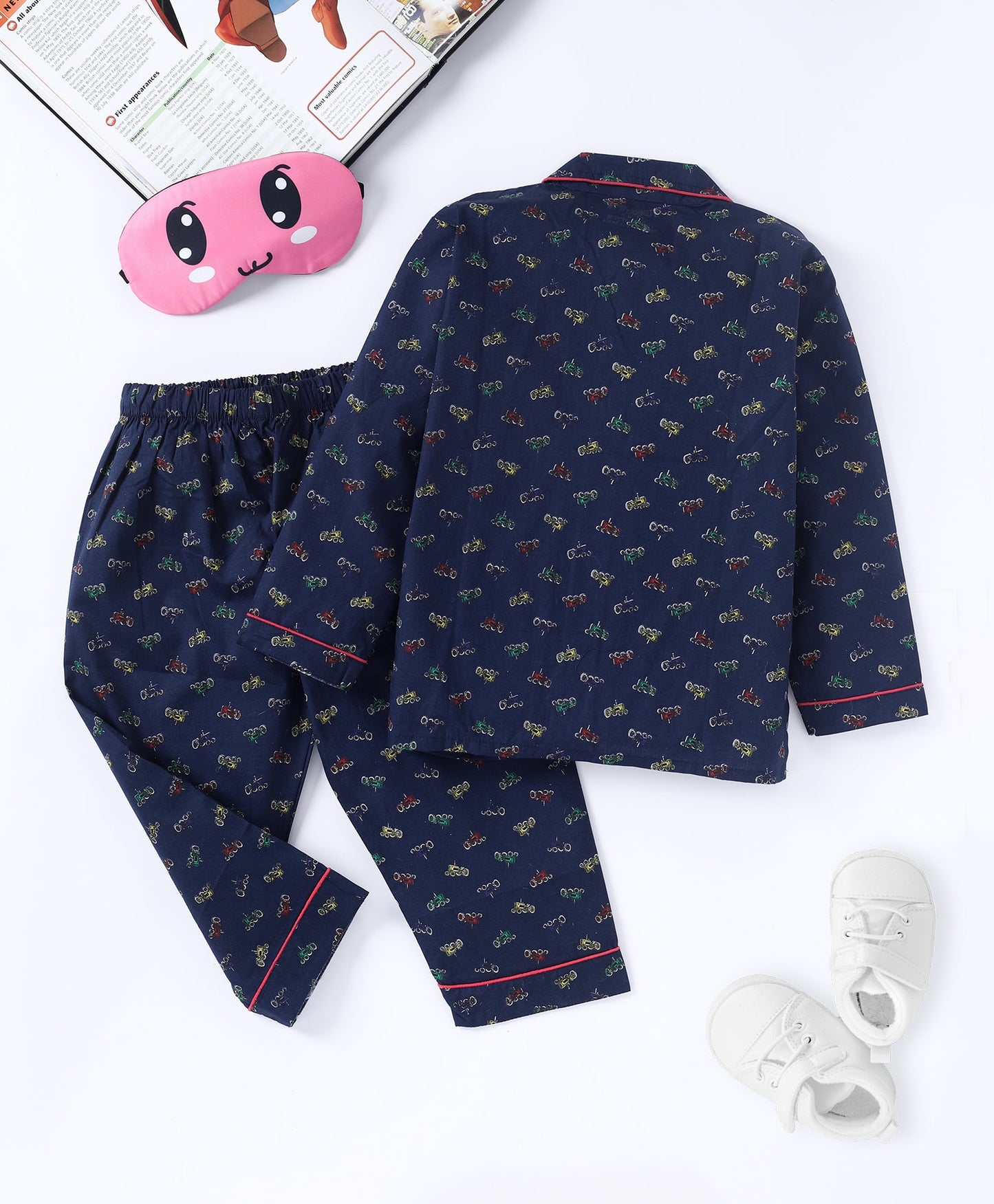 Blue Printed Cotton Night Suit for Boys