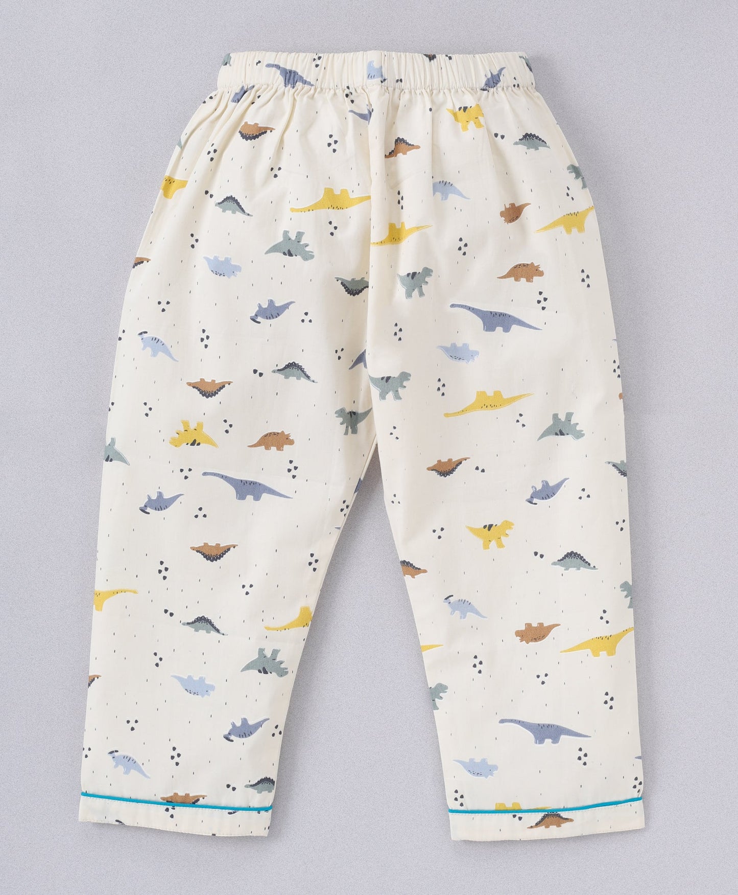 Off White Dinosaur Printed Pure Cotton Night Suit for Kids