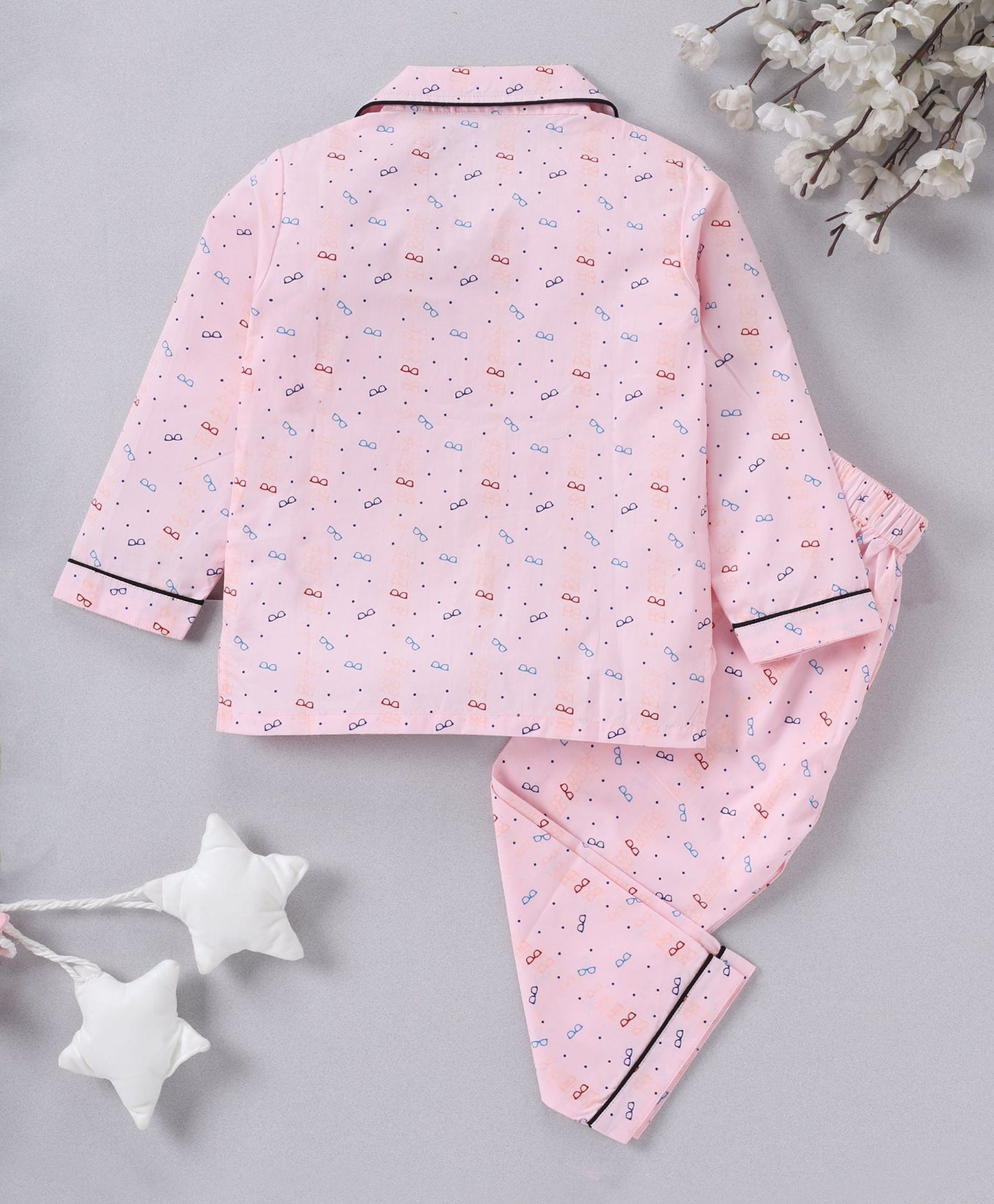 Pink Spectacles Printed Girls Nightwear