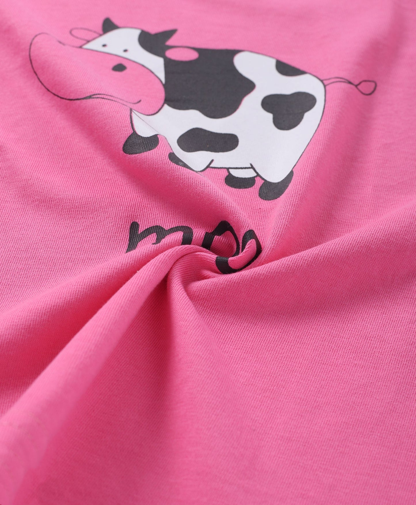 Pink & Black Swiss Cow Printed Girls Loungewear