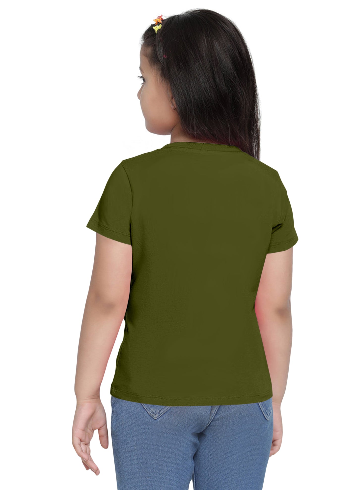 Olive Green Girls Sequin T-shirt