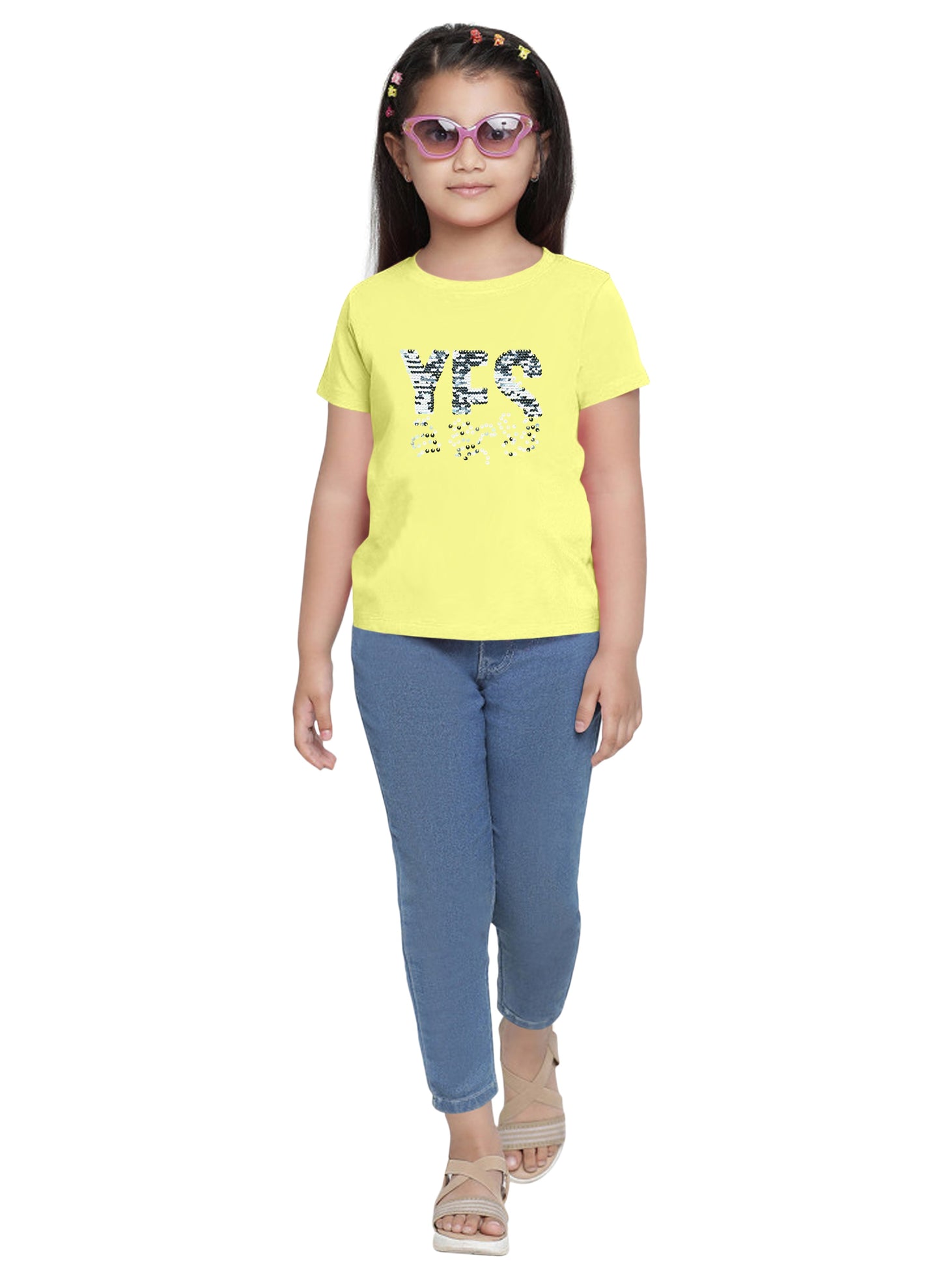 Yellow Sequin T-shirt for Girls