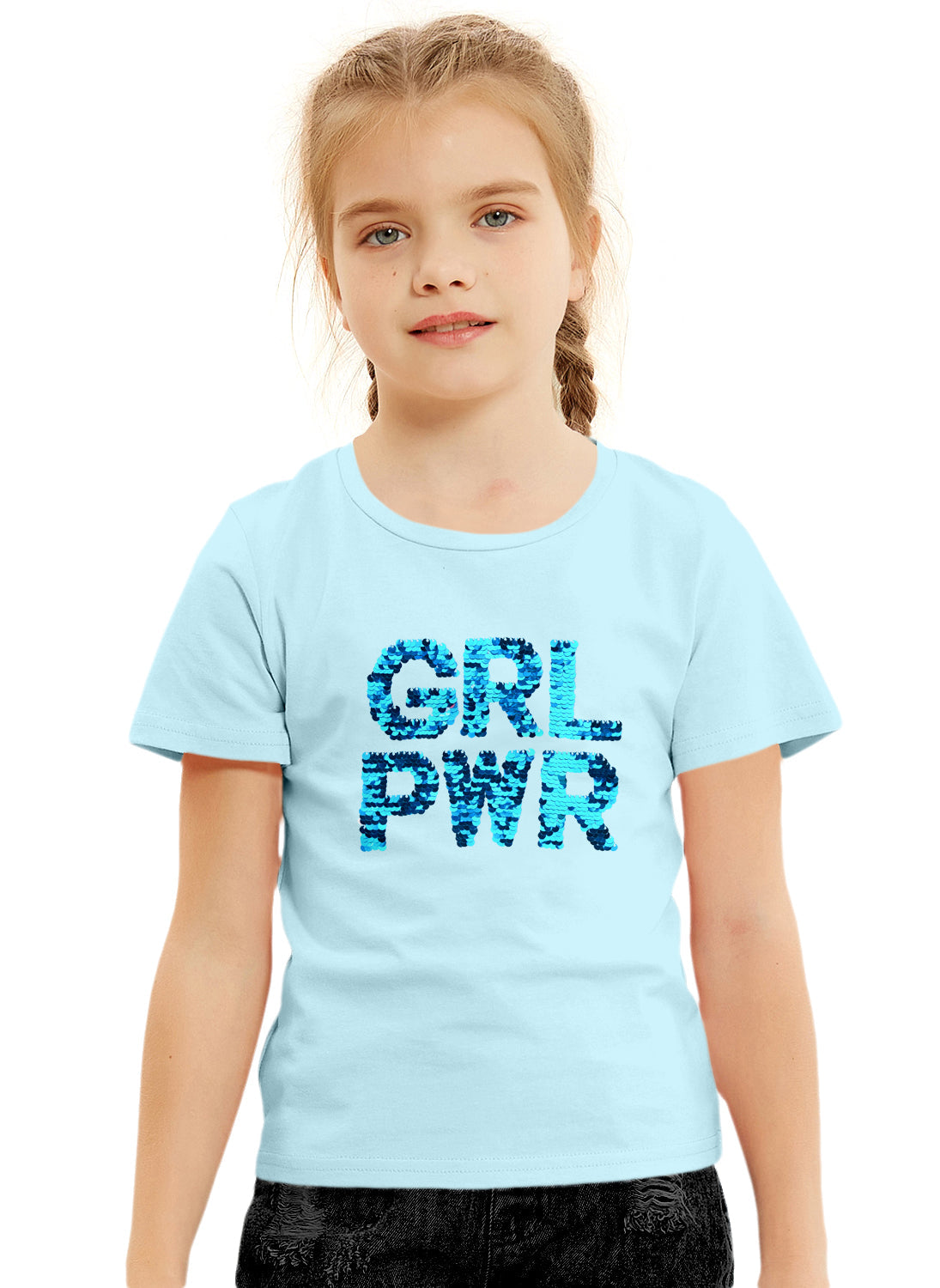 Blue Flip Sequin Girls T-shirt