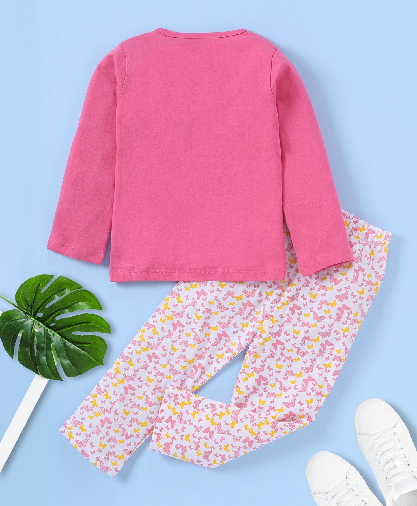 Pink Butterfly Printed Loungewear for Girls