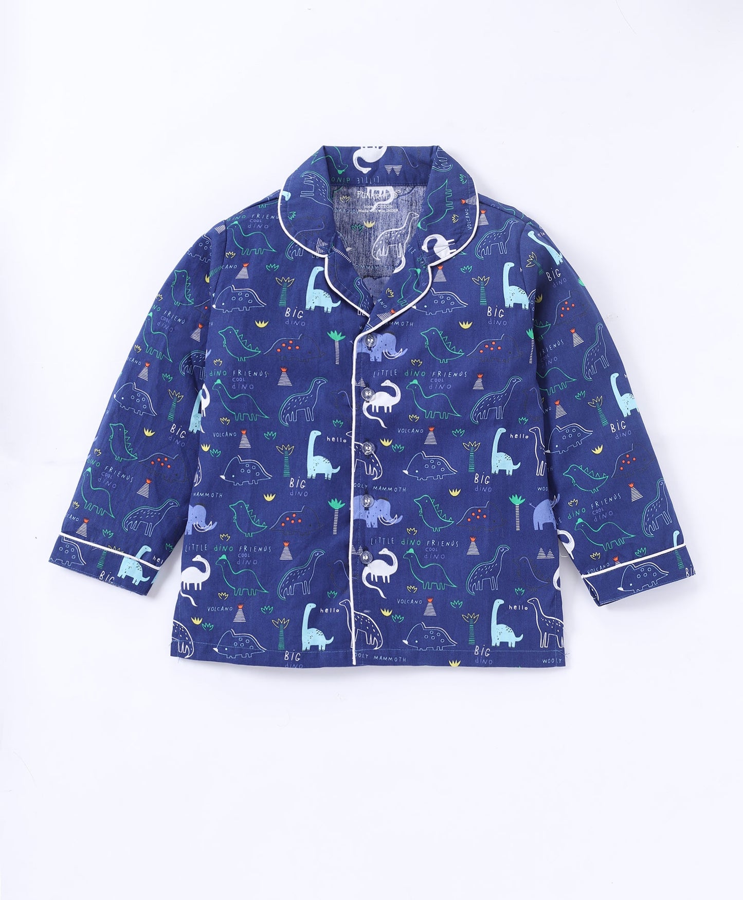 Blue Dinosaur Printed Pure Cotton Night Suit for Kids