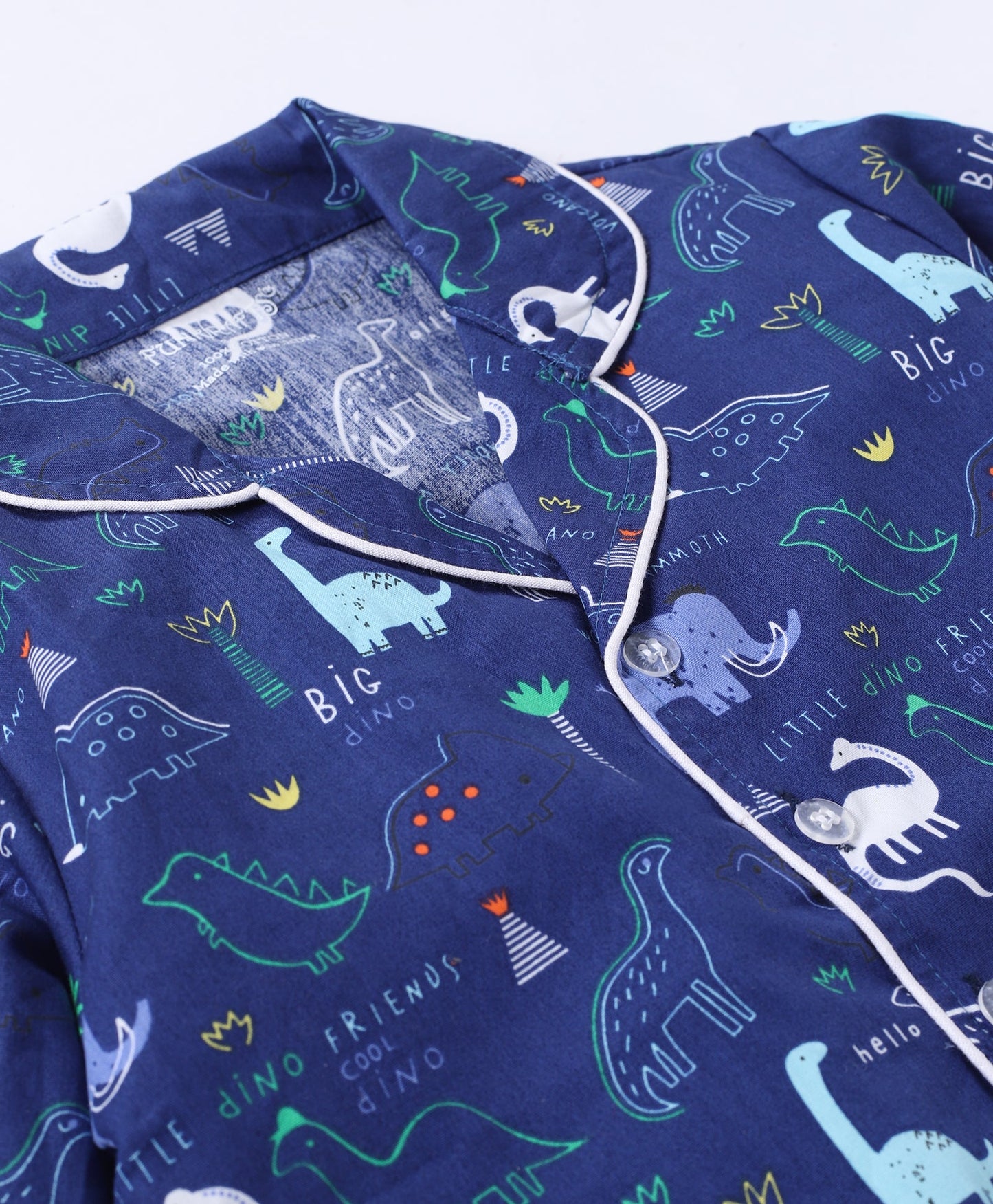 Blue Dinosaur Printed Pure Cotton Night Suit for Kids