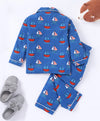 Blue Ship Printed Cotton Night Suit for Boys & Girls