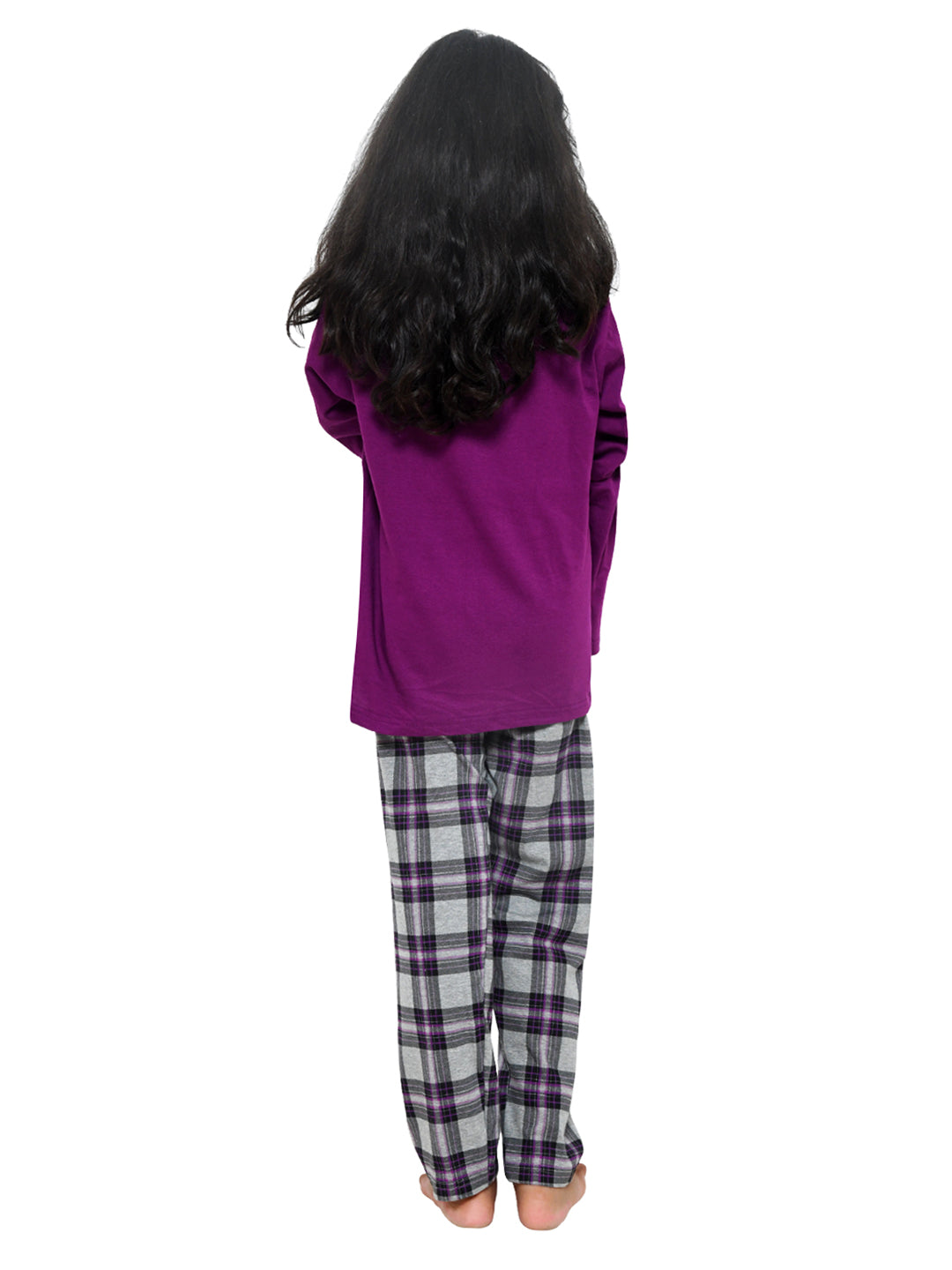 Purple Typography Printed Nightwear for Girls