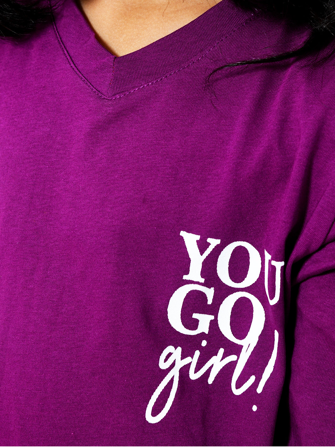 Purple Typography Printed Nightwear for Girls