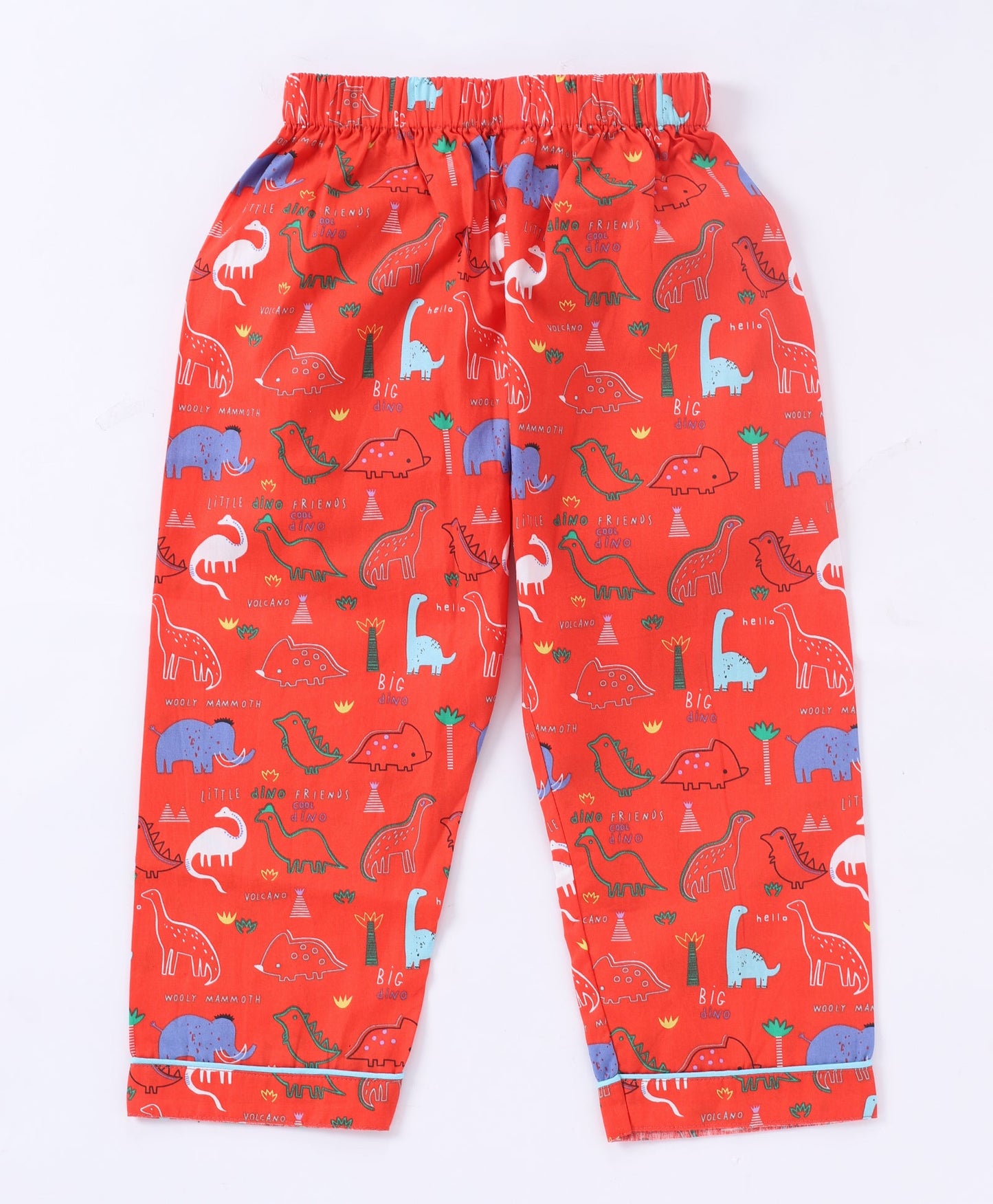 Red Dinosaur Printed Pure Cotton Night Suit for Kids