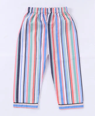 Multi-Color Stripe Vibe Collar Style Nightsuit for Kids