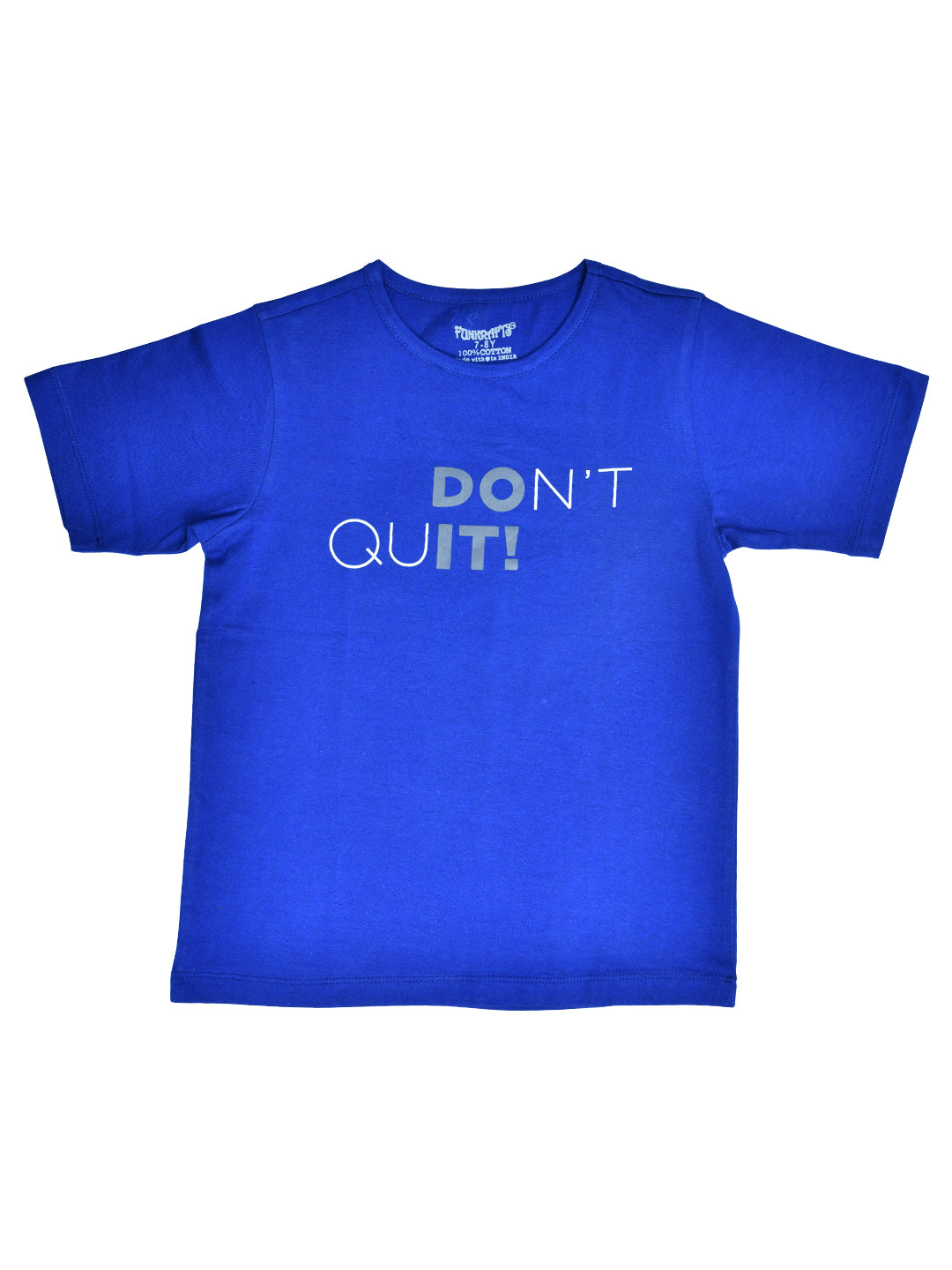 Blue & Grey Typographic Printed Cotton Loungewear for Boys