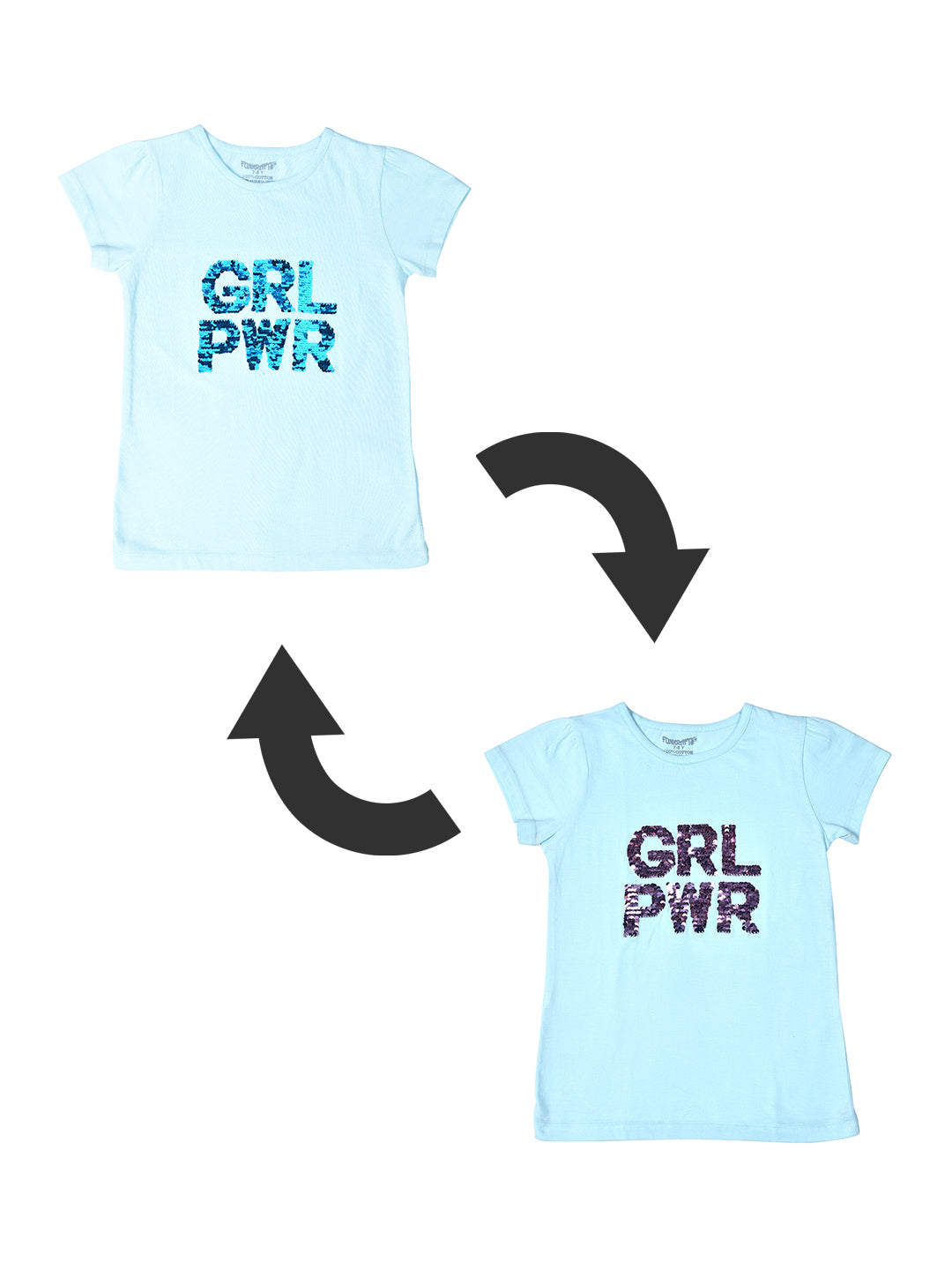 Blue Flip Sequin Girls T-shirt