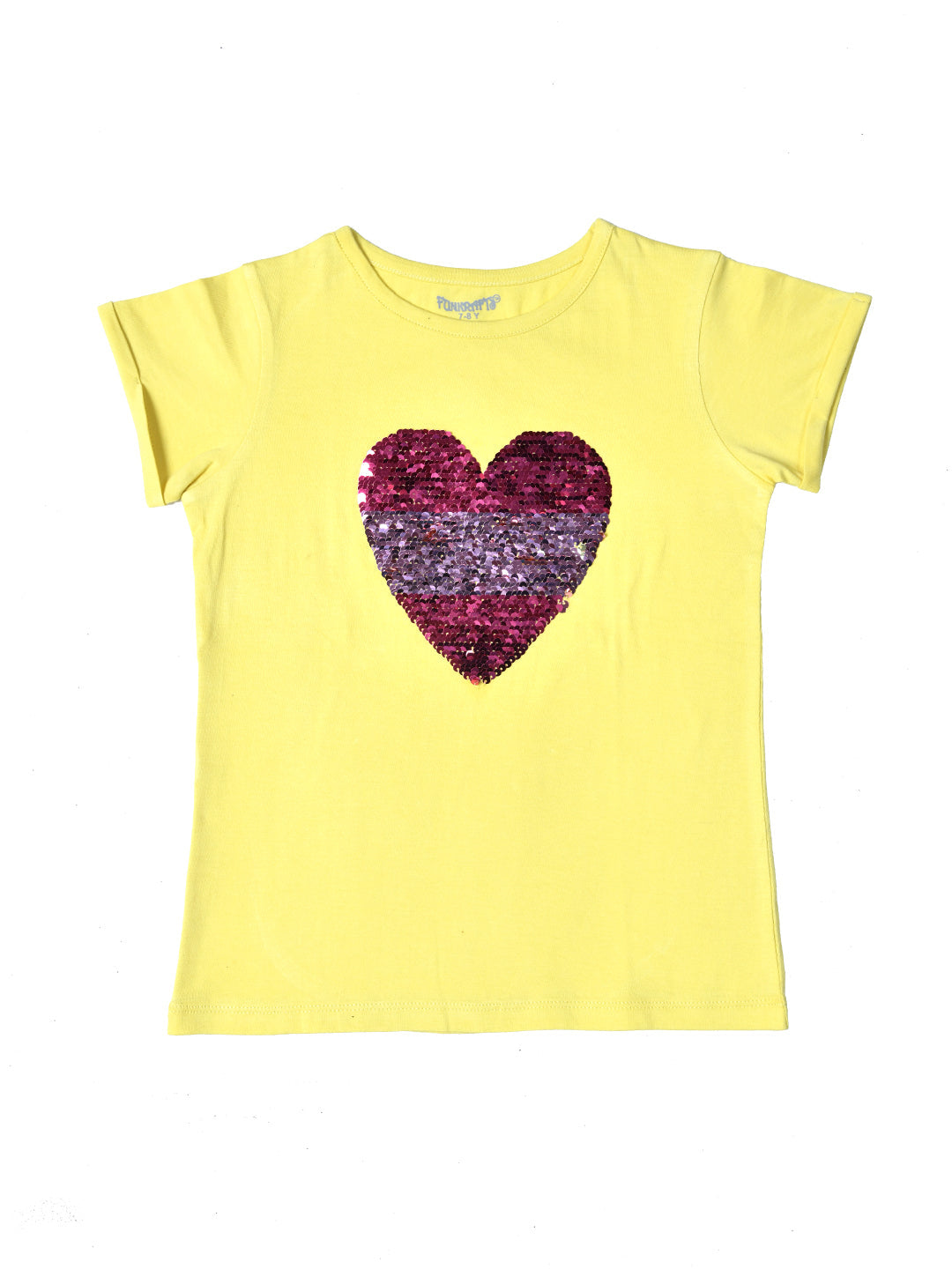 Yellow  Sequin T-shirt for Girls