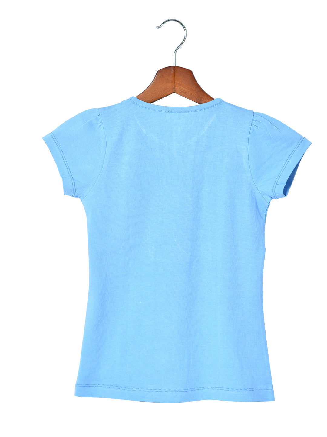 Blue Girls Sequin Cotton T-shirt