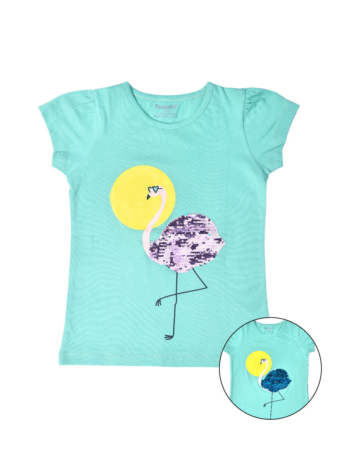 Sea Green Sequin T-shirt for Girls