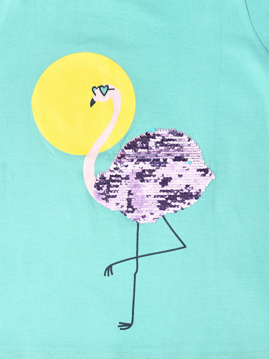 Sea Green Sequin T-shirt for Girls