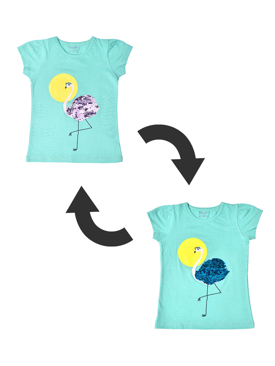 Sea Green Sequin T-shirt for Girls