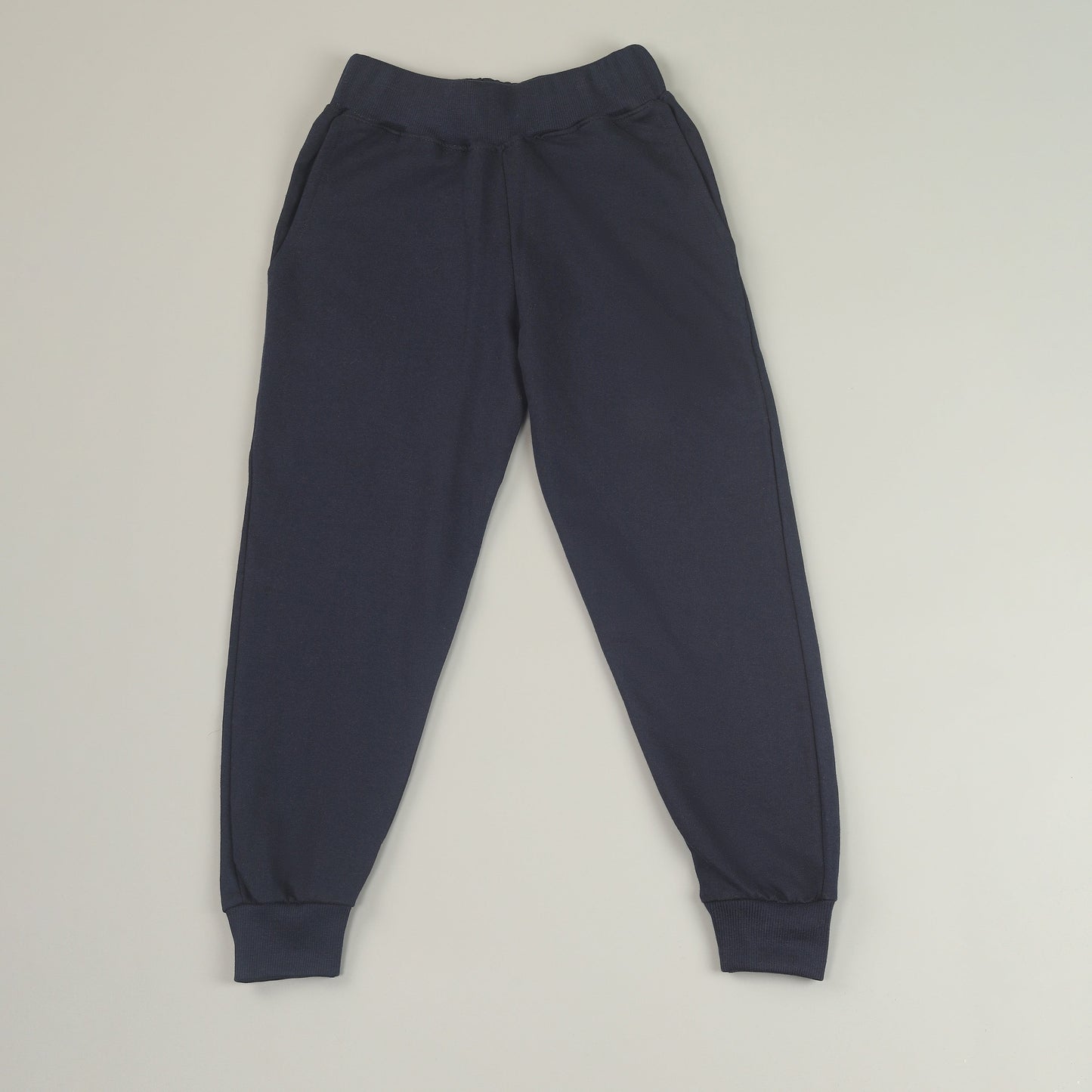 Navy Blue Pure Cotton Typographic Joggers Set with Pockets for Boys & Girls