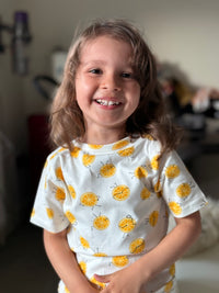 White Lemon Printed Cotton Co-ord Set for Girls