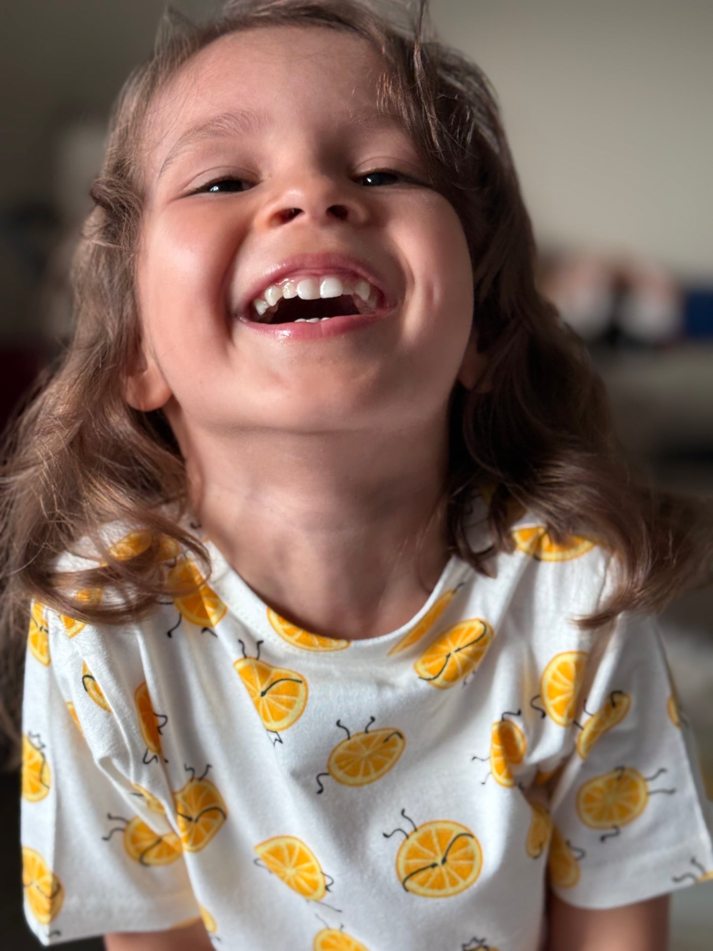 White Lemon Printed Cotton Co-ord Set for Girls