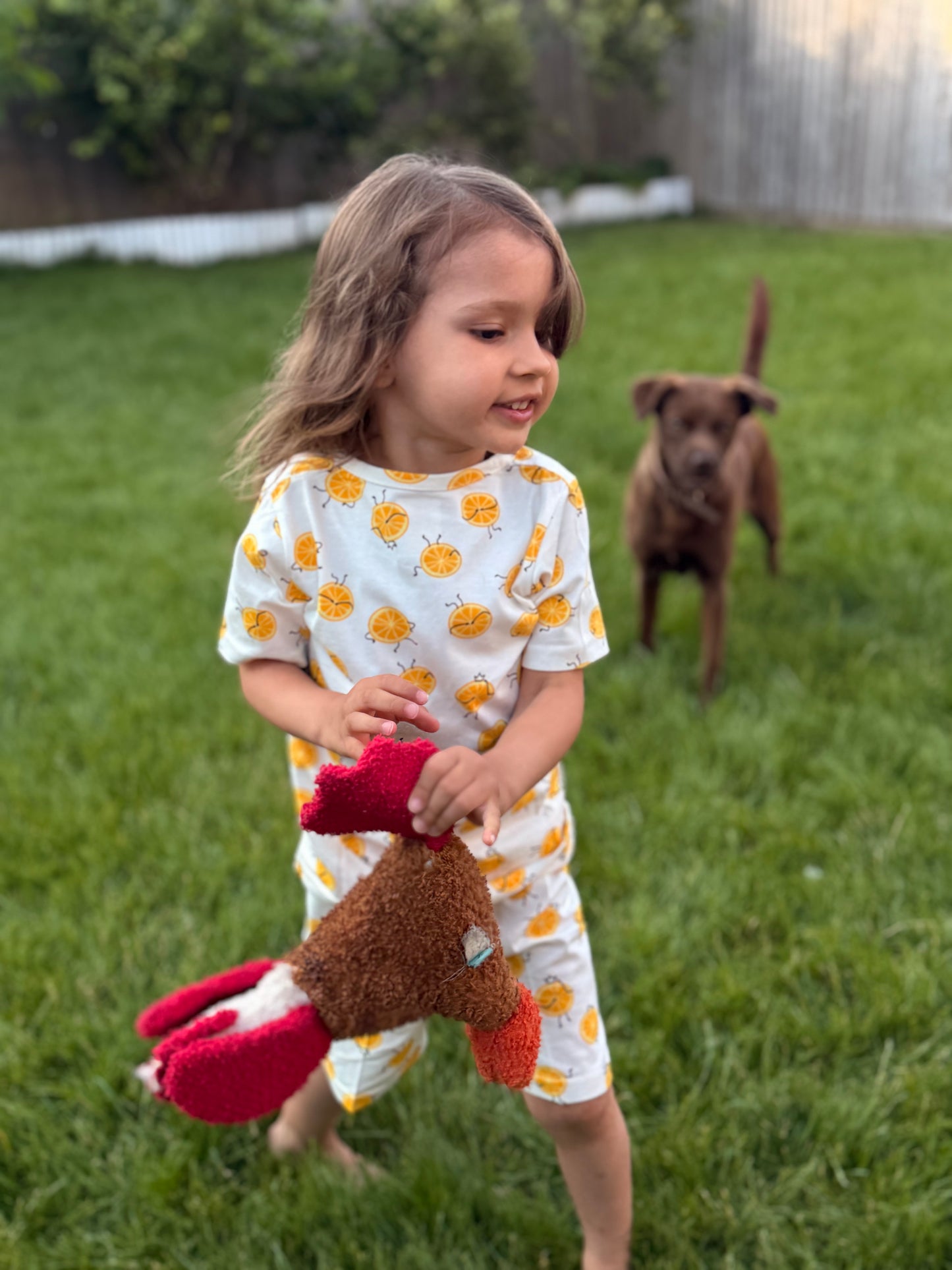 White Lemon Printed Cotton Co-ord Set for Girls