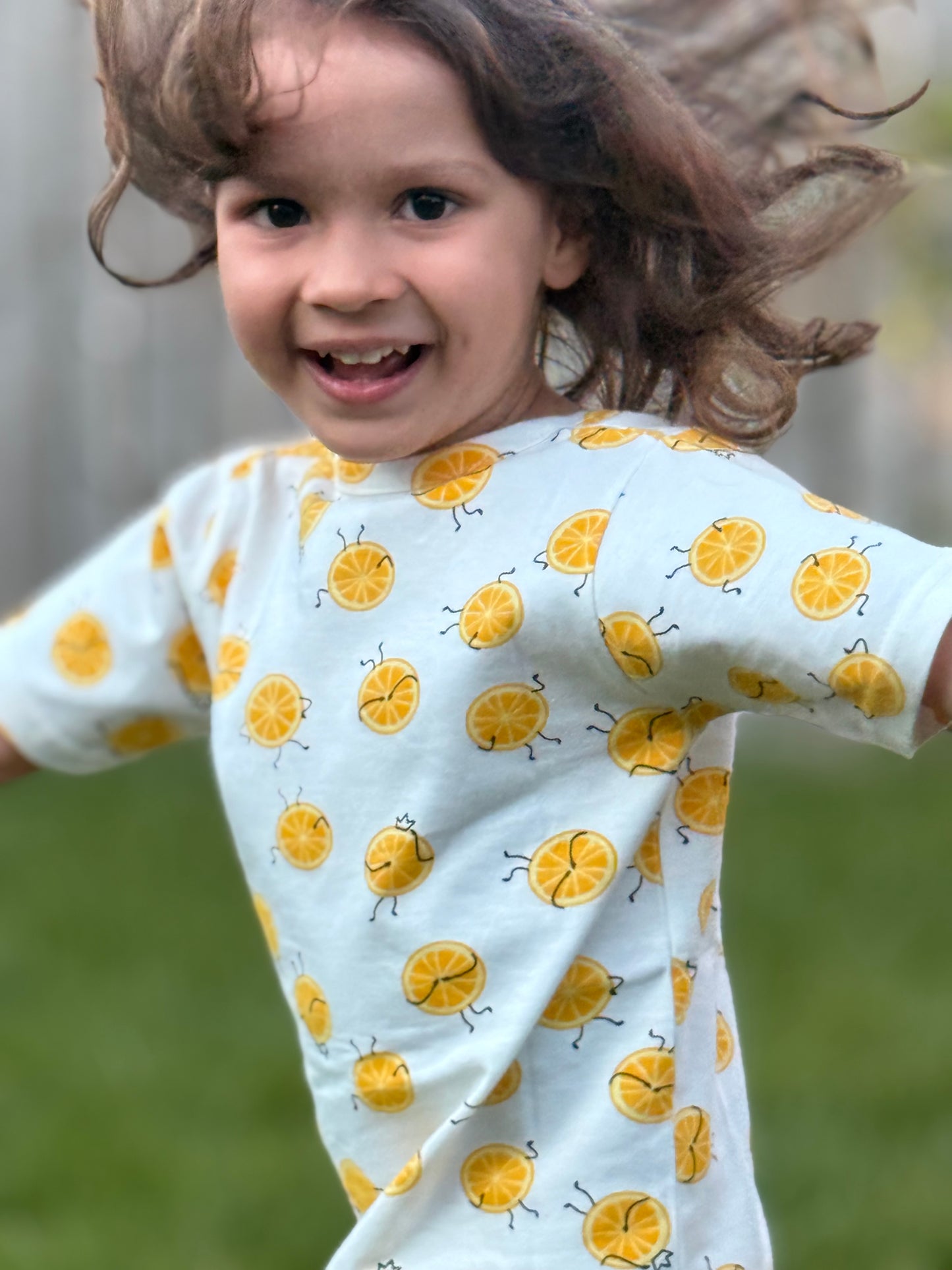 White Lemon Printed Cotton Co-ord Set for Girls