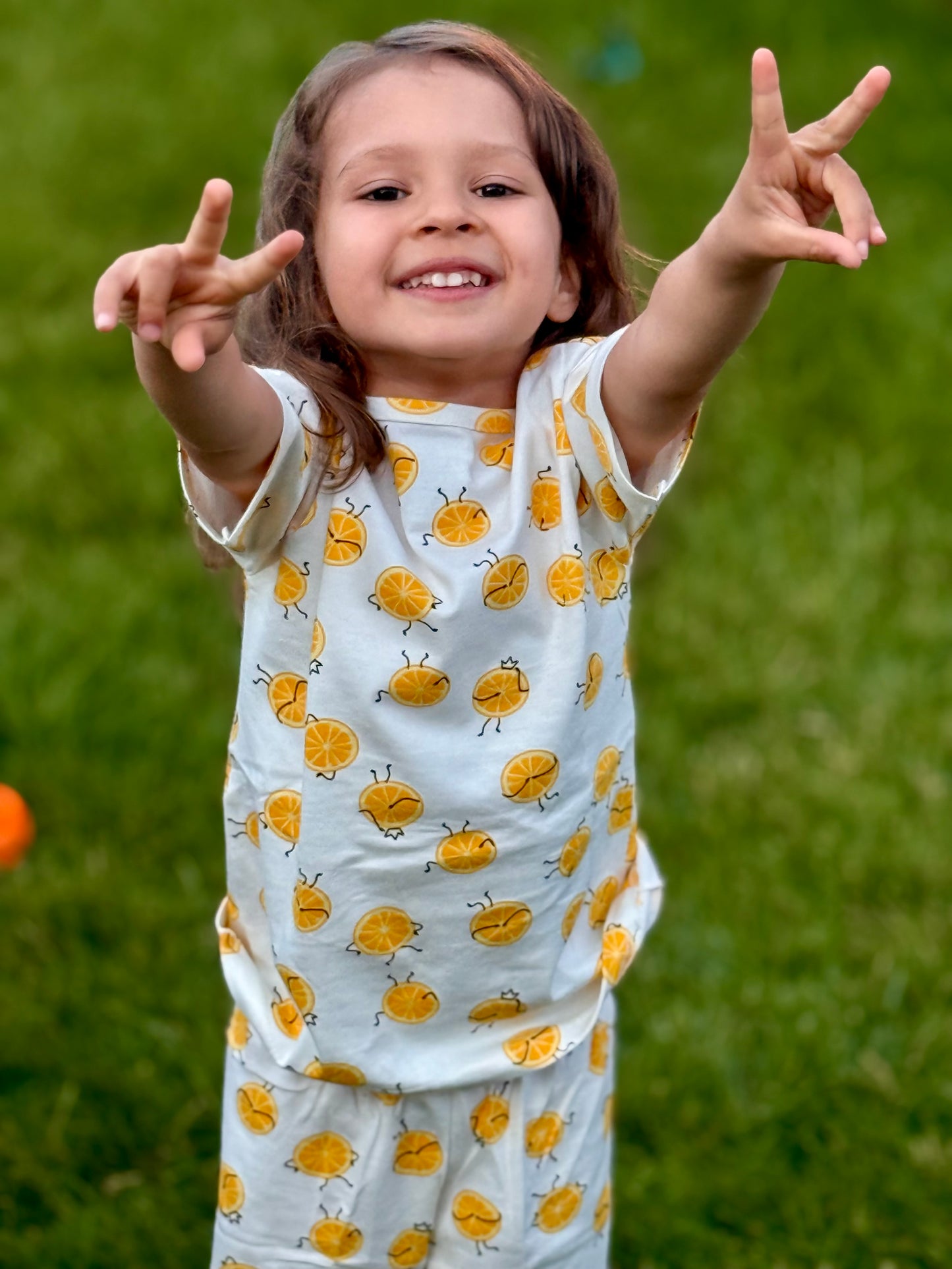 White Lemon Printed Cotton Co-ord Set for Girls