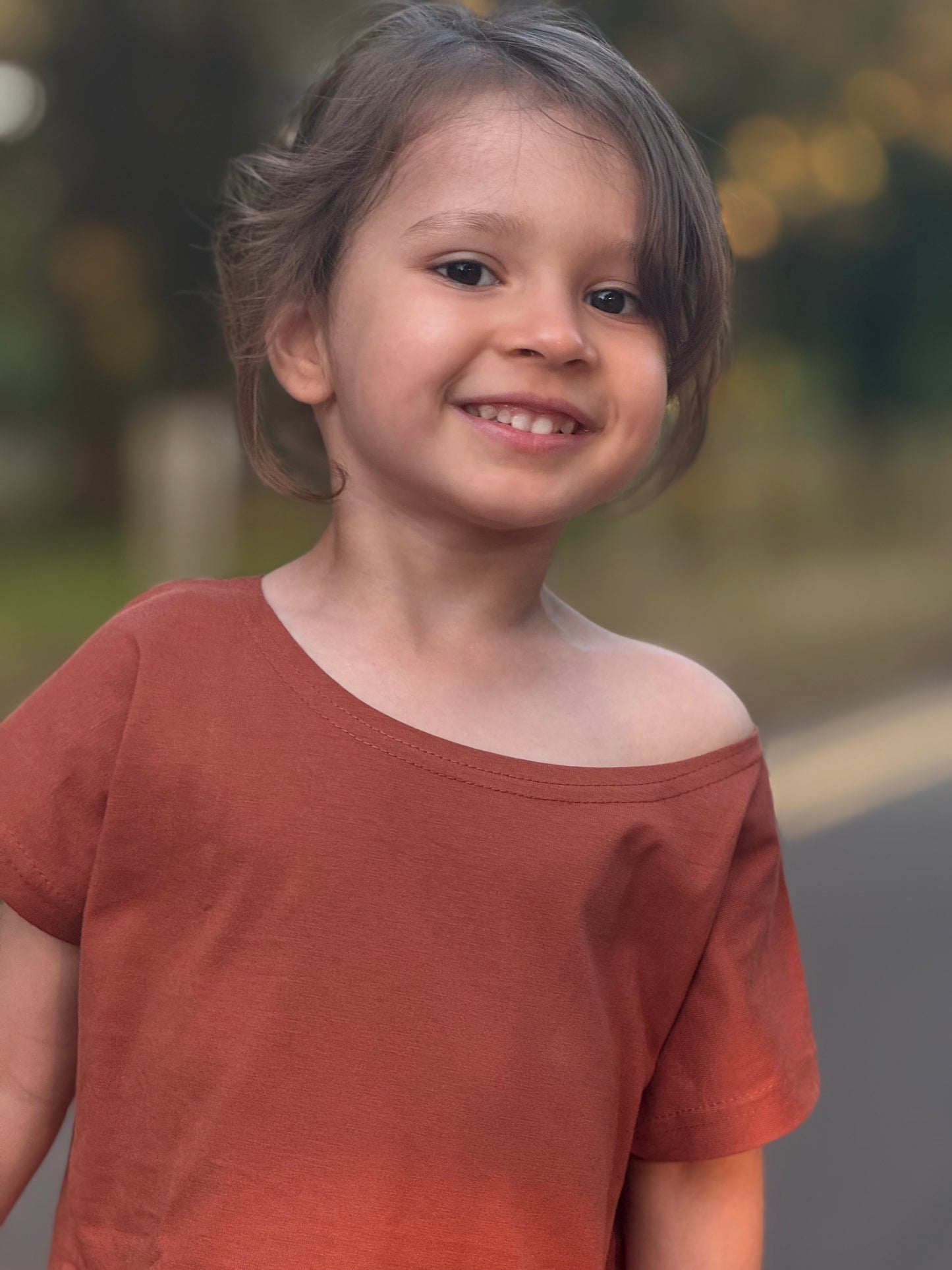 Brown Solid Premium Cotton T-Shirt & Shorts Set with pockets for Girls