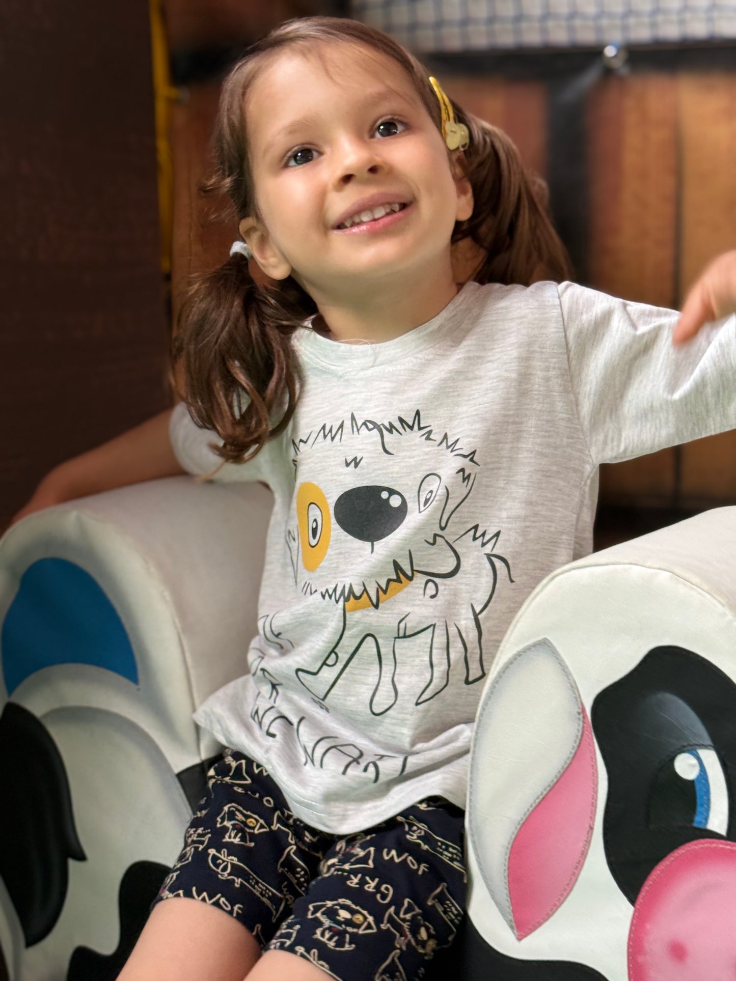 Navy Blue & Grey Puppy Printed Premium Cotton T-Shirt & Shorts Set for Boys & Girls