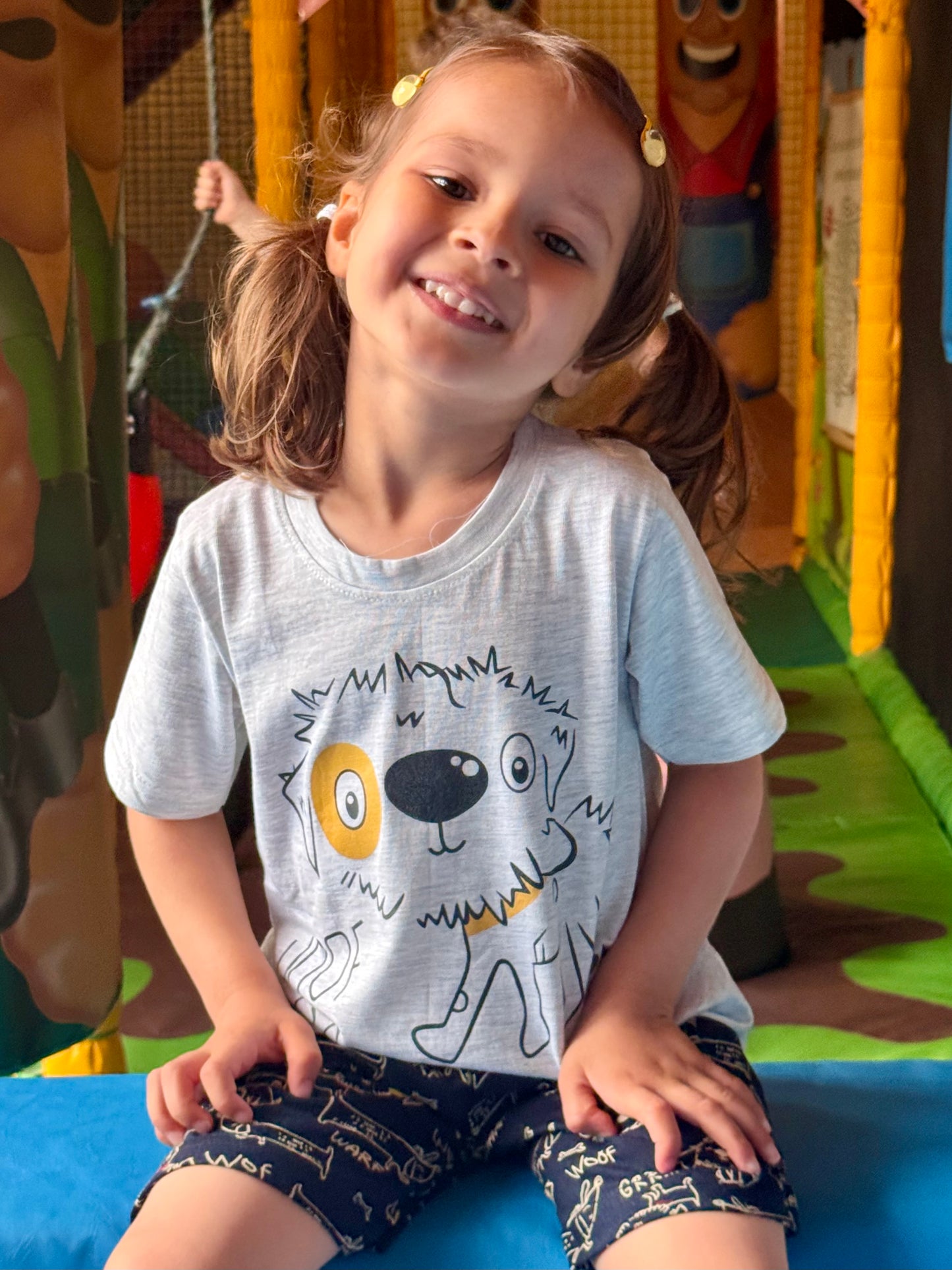 Navy Blue & Grey Puppy Printed Premium Cotton T-Shirt & Shorts Set for Boys & Girls