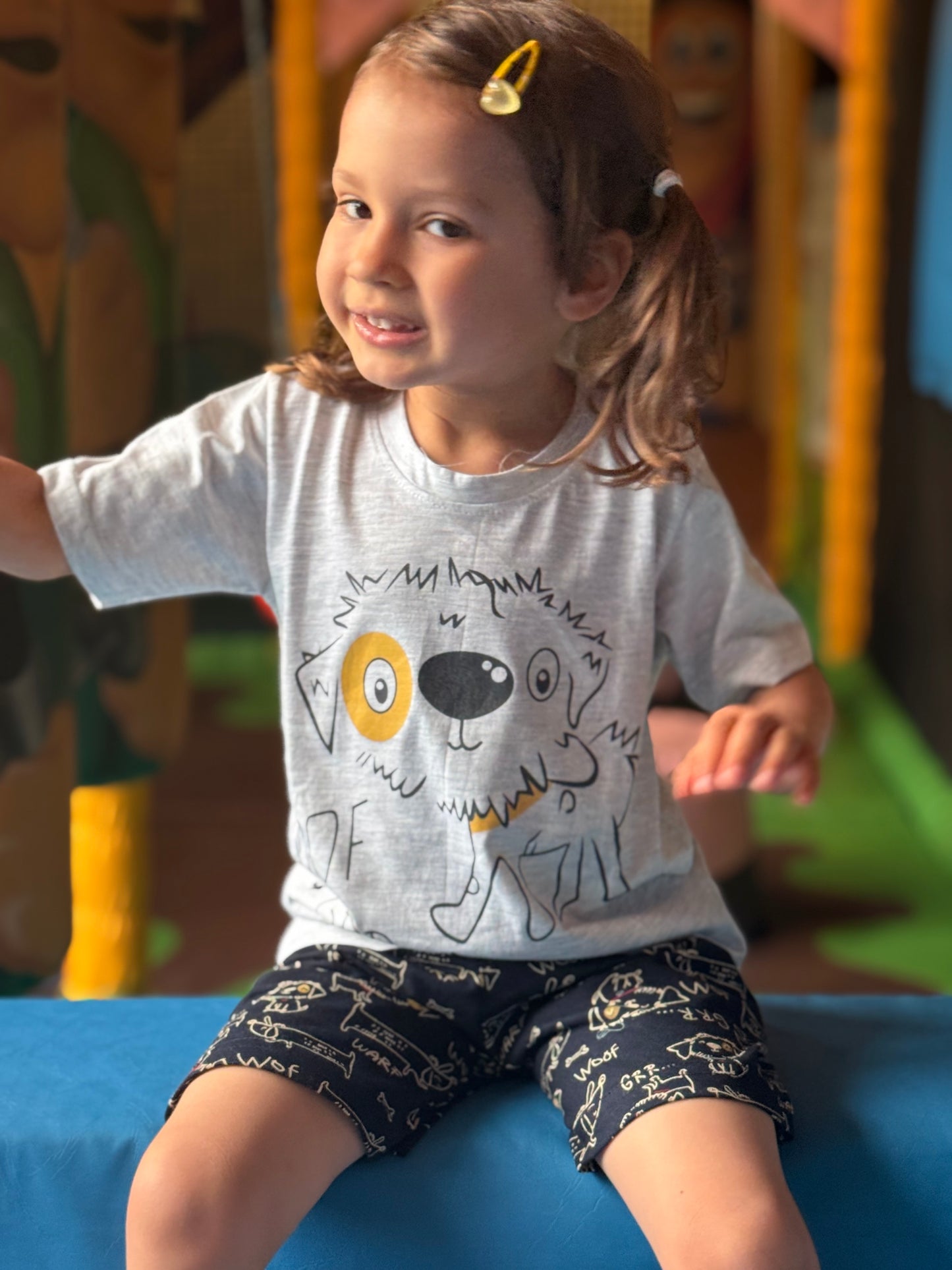 Navy Blue & Grey Puppy Printed Premium Cotton T-Shirt & Shorts Set for Boys & Girls