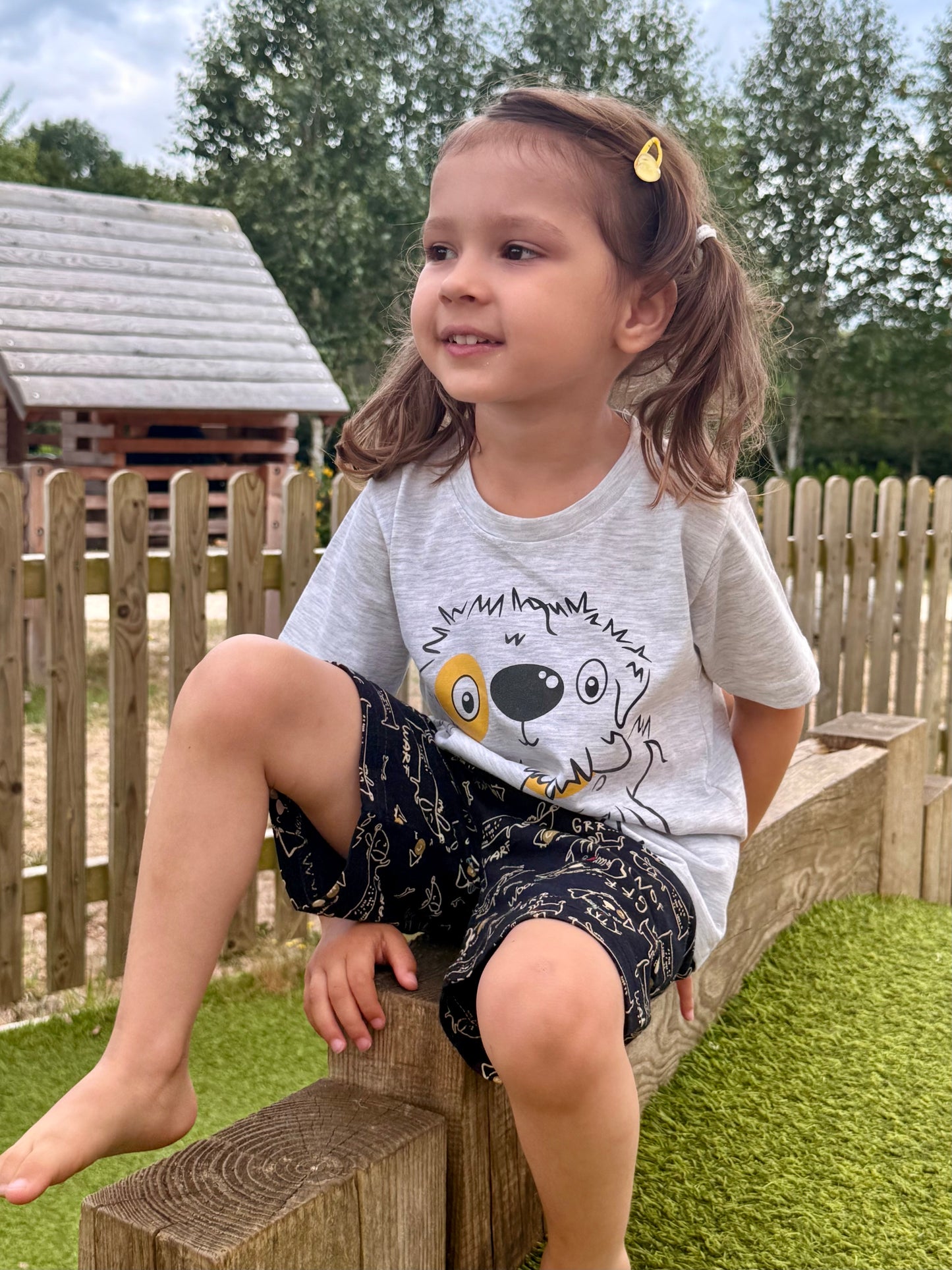 Navy Blue & Grey Puppy Printed Premium Cotton T-Shirt & Shorts Set for Boys & Girls