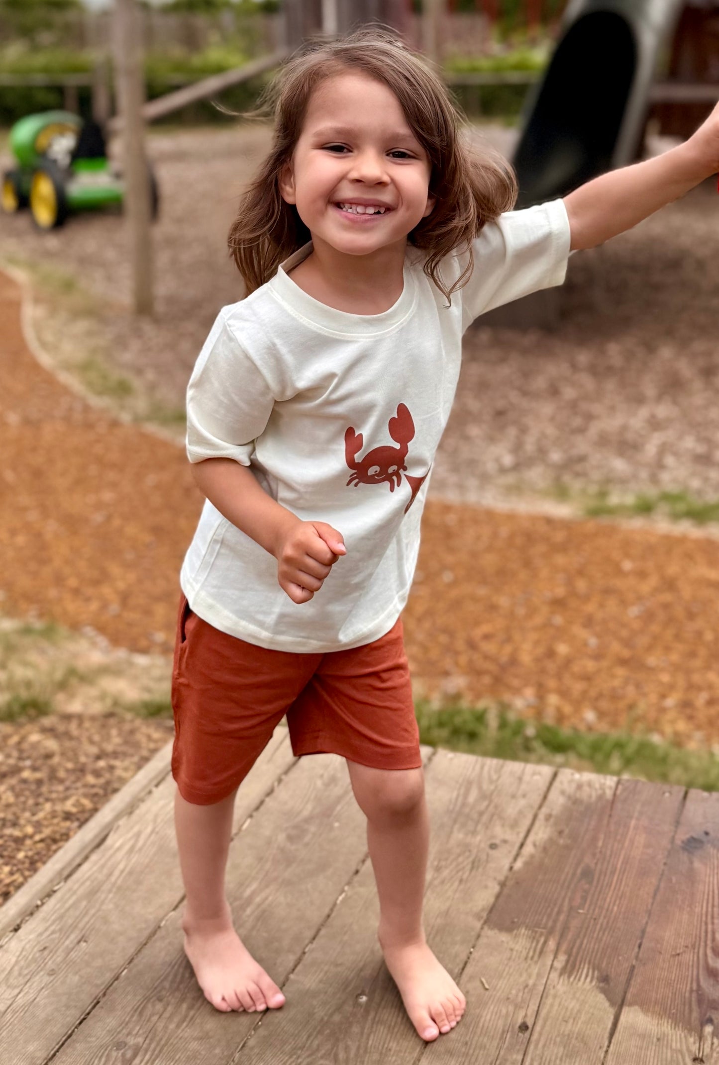 Brown & Off white Typographic Printed Premium Cotton T-Shirt & Shorts Set for Boys & Girls