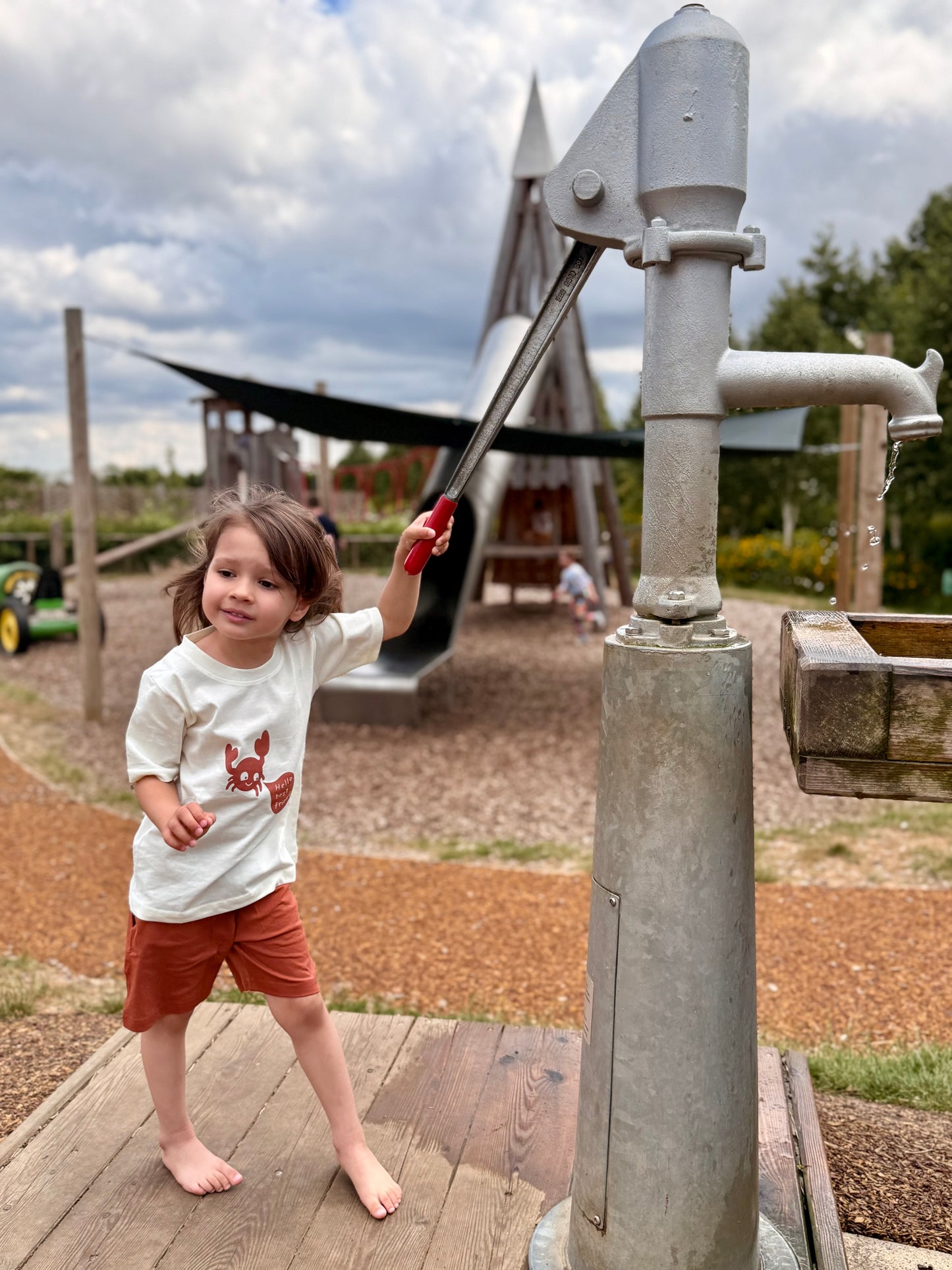 Brown & Off white Typographic Printed Premium Cotton T-Shirt & Shorts Set for Boys & Girls